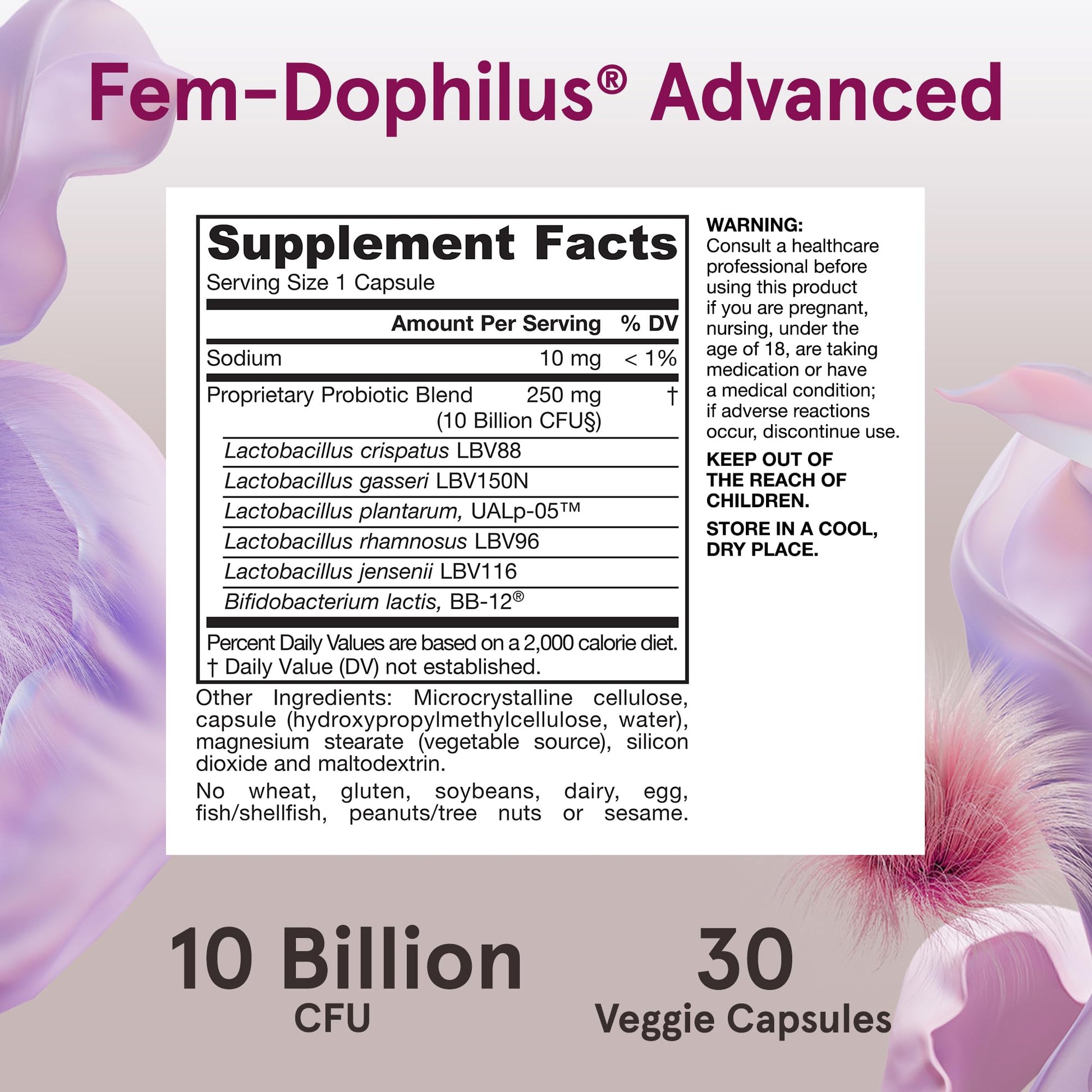 Jarrow Formulas Fem-Dophilus Advanced Vaginal & Digestive Probiotics 10 Billion CFU with 6 Science Backed Strains, for Vaginal, Urinary Tract - Maple Wellness Supplements