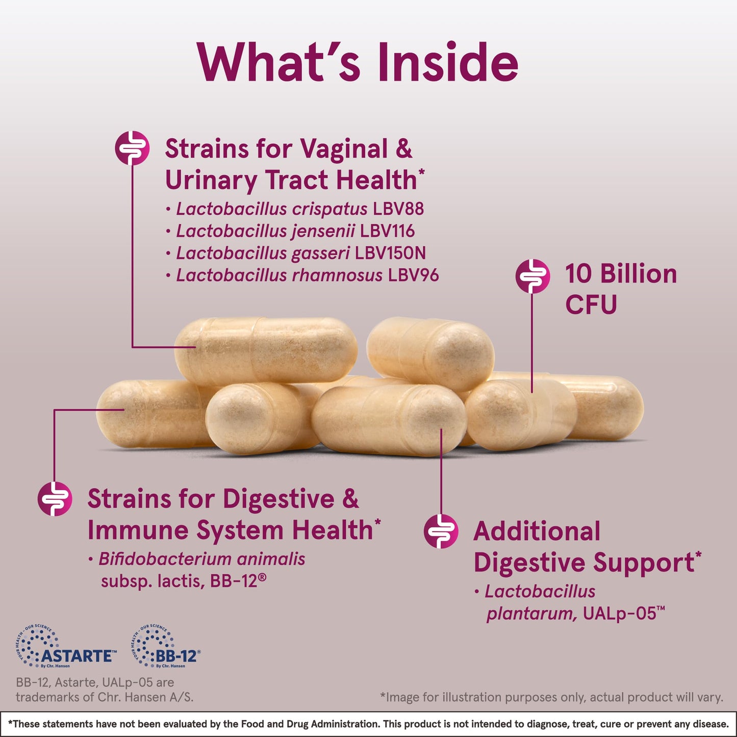 Jarrow Formulas Fem-Dophilus Advanced Vaginal & Digestive Probiotics 10 Billion CFU with 6 Science Backed Strains, for Vaginal, Urinary Tract - Maple Wellness Supplements