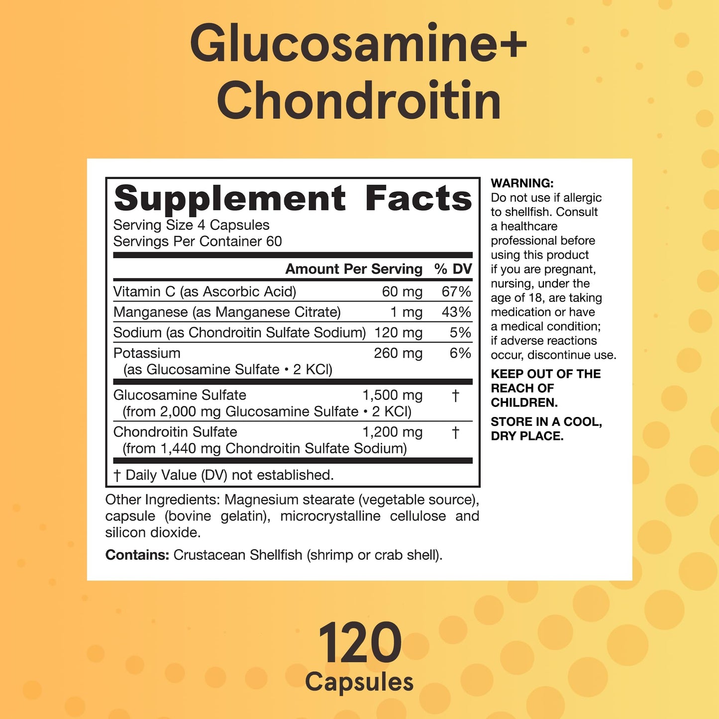 Jarrow Formulas Glucosamine + Chondroitin - 240 Capsules - Nutrient Support - Dietary Supplement for Joint Health - with Vitamin C & Manganese - 60 Servings - Maple Wellness Supplements