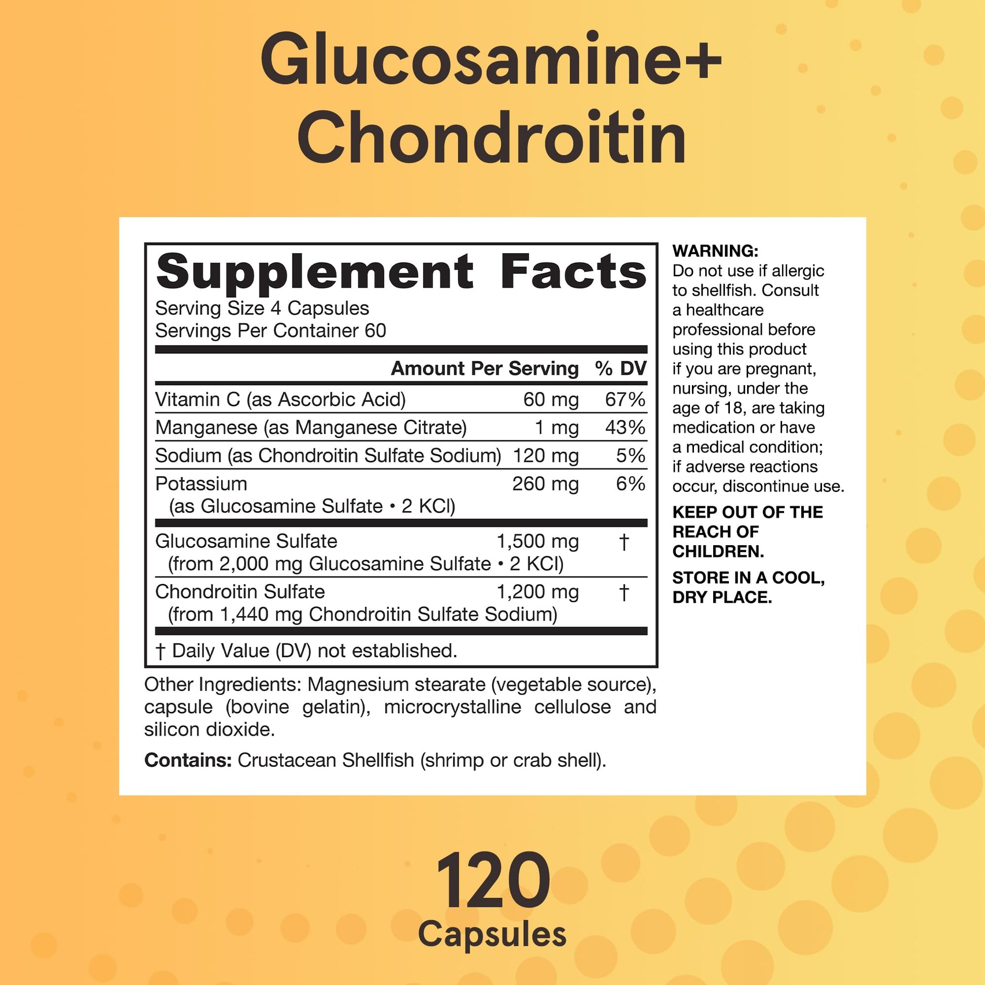 Jarrow Formulas Glucosamine + Chondroitin - 240 Capsules - Nutrient Support - Dietary Supplement for Joint Health - with Vitamin C & Manganese - 60 Servings - Maple Wellness Supplements