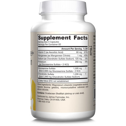 Jarrow Formulas Glucosamine + Chondroitin - 240 Capsules - Nutrient Support - Dietary Supplement for Joint Health - with Vitamin C & Manganese - 60 Servings - Maple Wellness Supplements