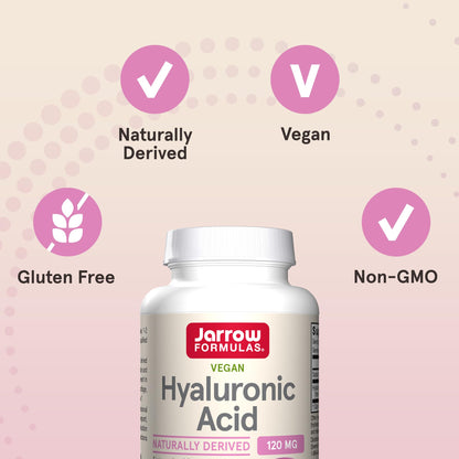 Jarrow Formulas® Hyaluronic Acid 120 mg, Dietary Supplement, Skin Health Support, 120 Veggie Capsules, Up to 60 Day Supply - Maple Wellness Supplements