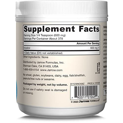 Jarrow Formulas Inositol 600 mg, Dietary Supplement for Cellular Health Support, 8 oz - Maple Wellness Supplements