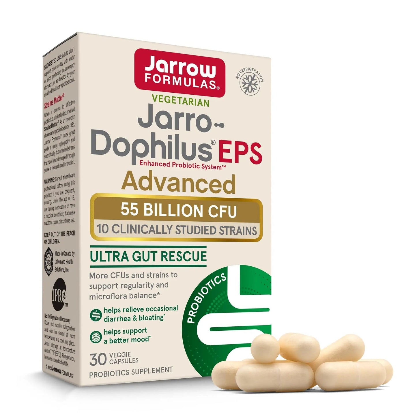 Jarrow Formulas Jarro-Dophilus EPS Advanced, 55 Billion CFU Probiotics, Digestive Support for Adults, 30 Probiotic Supplement Veggie Capsules, Up to 30 Day Supply - Maple Wellness Supplements