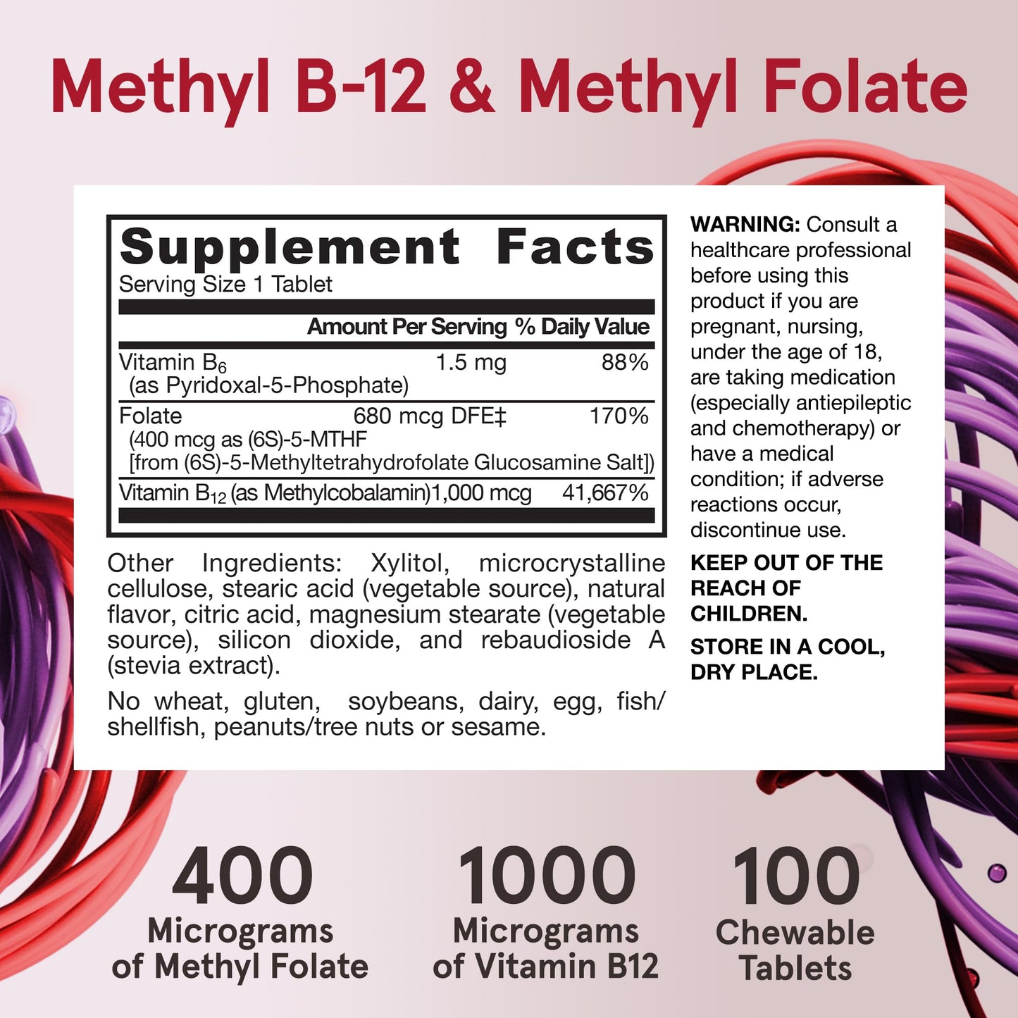 Jarrow Formulas Methyl B-12 & Methyl Folate, Bioactive Vitamin B9 & Vitamin B12 Supplement, Supports Cellular Energy Production, Healthy Brain Function & Metabolism - Maple Wellness Supplements