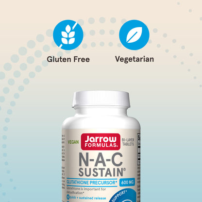 Jarrow Formulas N-A-C Sustain 600 mg, Dietary Supplement, NAC 600 mg, an Antioxidant Amino Acid Support - Maple Wellness Supplements