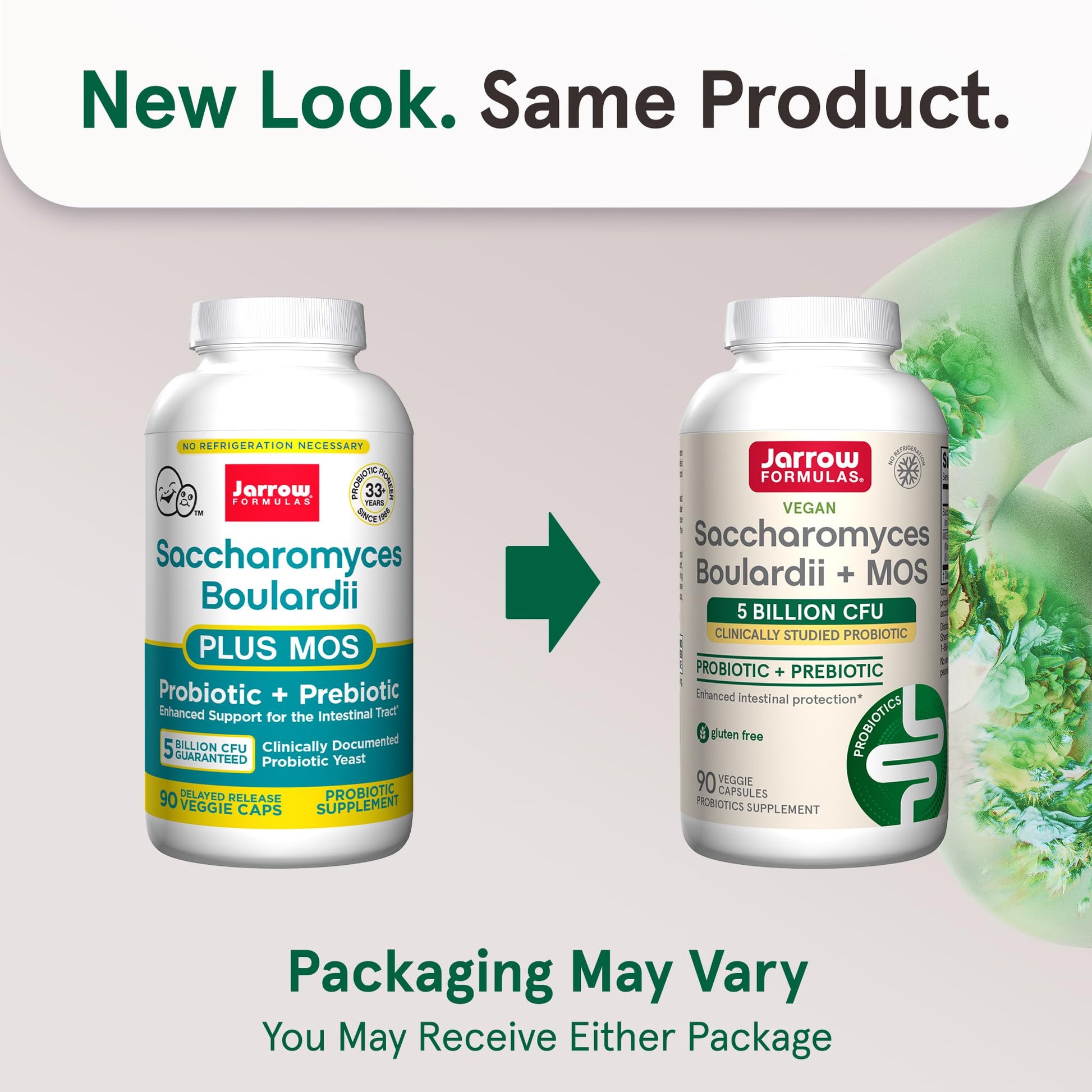 Jarrow Formulas Saccharomyces Boulardii + MOS Probiotics for Digestive Health and Intestinal Tract Support - 5 Billion CFU Per Serving - 90 Delayed Release Caps - Maple Wellness Supplements