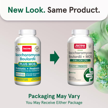 Jarrow Formulas Saccharomyces Boulardii + MOS Probiotics for Digestive Health and Intestinal Tract Support - 5 Billion CFU Per Serving - 90 Delayed Release Caps - Maple Wellness Supplements