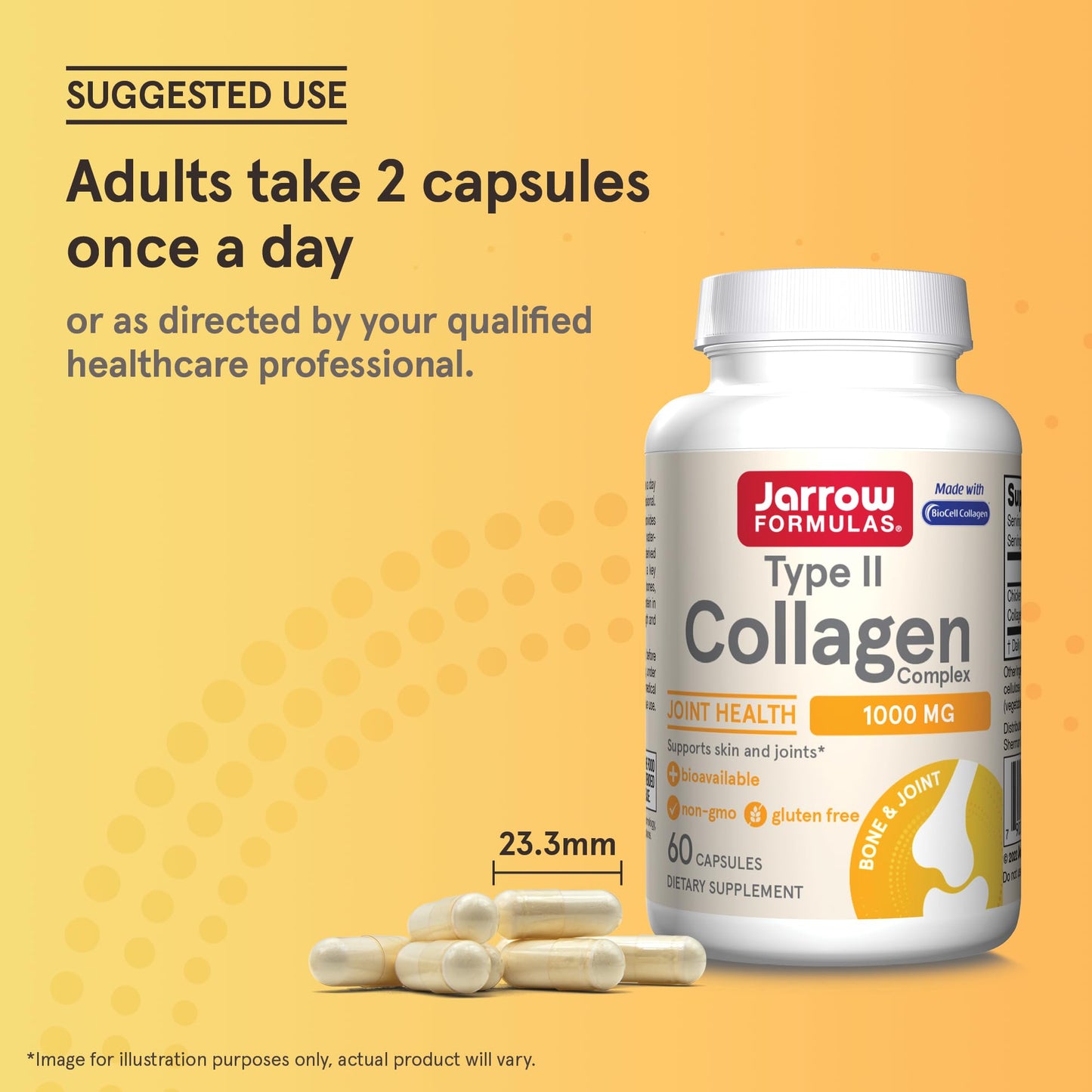 Jarrow Formulas® Type II Collagen Complex 1000 mg Supplements, Supports Skin and Joint Health, 60 Capsules, 30 Day Supply - Maple Wellness Supplements