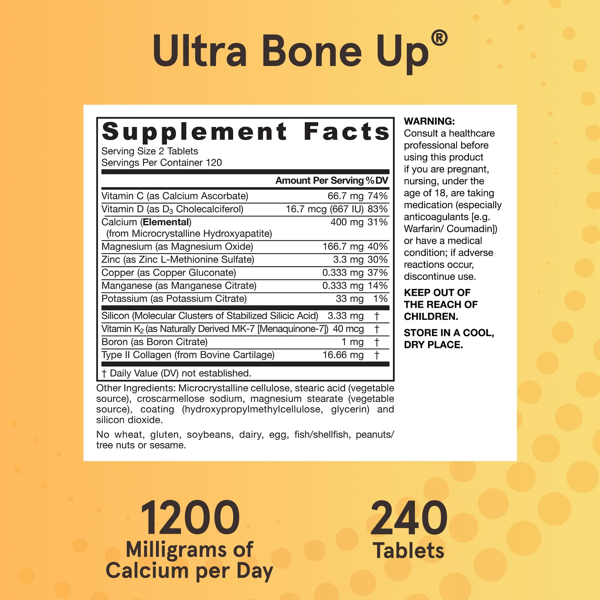 Jarrow Formulas® Ultra BoneUp®, Includes MK-7 and Silicon for Added Bone Support, 240 Bone Health Tablets - Maple Wellness Supplements