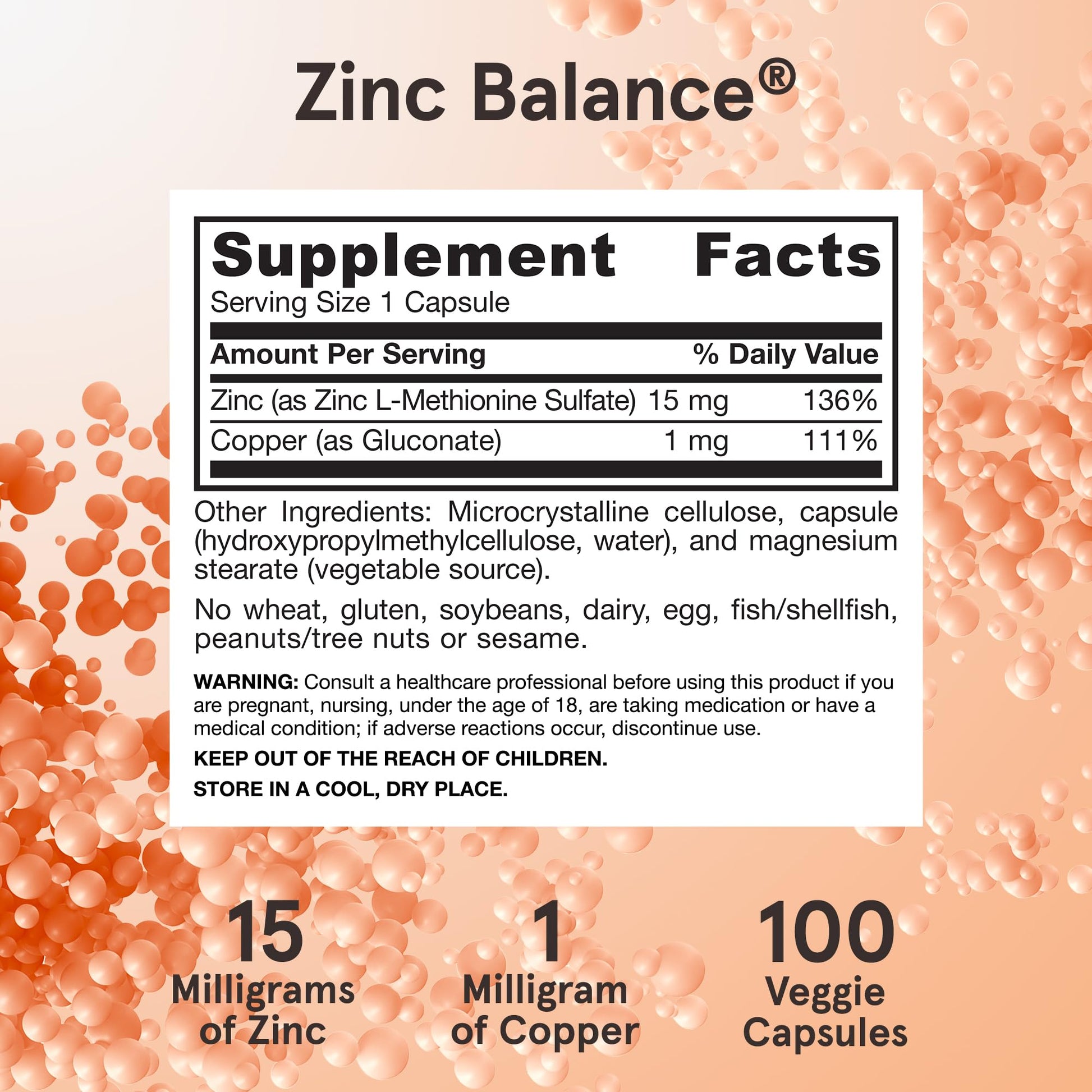 Jarrow Formulas Zinc Balance 15 mg - 100 Servings (Veggie Caps) - Zinc with Copper - Essential Minerals for Immune System Support - Immune Support Supplement - Gluten Free Copper Supplement, Vegan - Maple Wellness Supplements