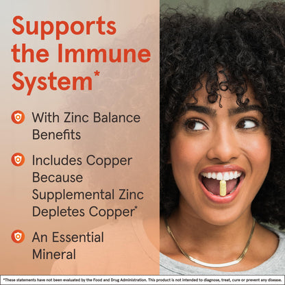 Jarrow Formulas Zinc Balance 15 mg - 100 Servings (Veggie Caps) - Zinc with Copper - Essential Minerals for Immune System Support - Immune Support Supplement - Gluten Free Copper Supplement, Vegan - Maple Wellness Supplements