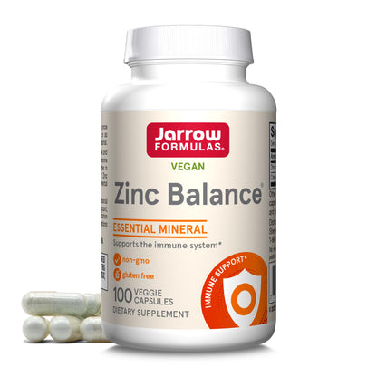 Jarrow Formulas Zinc Balance 15 mg - 100 Servings (Veggie Caps) - Zinc with Copper - Essential Minerals for Immune System Support - Immune Support Supplement - Gluten Free Copper Supplement, Vegan - Maple Wellness Supplements