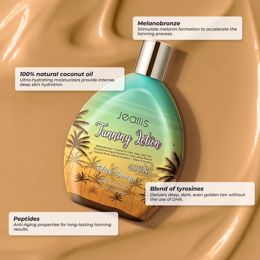 Jeallis Extreme Dark Tanning Lotion Accelerator for Indoor Tanning Beds & Outdoor Sun Tan with Bronzer to Get Dark Fast Tan - Maple Wellness Supplements