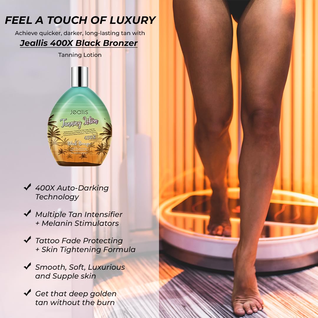 Jeallis Extreme Dark Tanning Lotion Accelerator for Indoor Tanning Beds & Outdoor Sun Tan with Bronzer to Get Dark Fast Tan - Maple Wellness Supplements