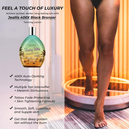 Jeallis Extreme Dark Tanning Lotion Accelerator for Indoor Tanning Beds & Outdoor Sun Tan with Bronzer to Get Dark Fast Tan - Maple Wellness Supplements