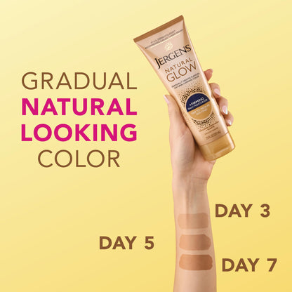 Jergens Natural Glow +Firming Self Tanner Body Lotion, Fair to Medium Skin Tone, Sunless Tanning Moisturizer - Maple Wellness Supplements