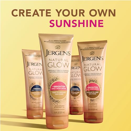 Jergens Natural Glow +Firming Self Tanner Body Lotion, Fair to Medium Skin Tone, Sunless Tanning Moisturizer - Maple Wellness Supplements