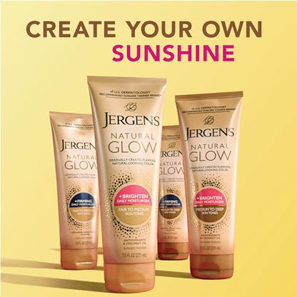 Jergens Natural Glow +Firming Self Tanner Body Lotion, Fair to Medium Skin Tone, Sunless Tanning Moisturizer - Maple Wellness Supplements