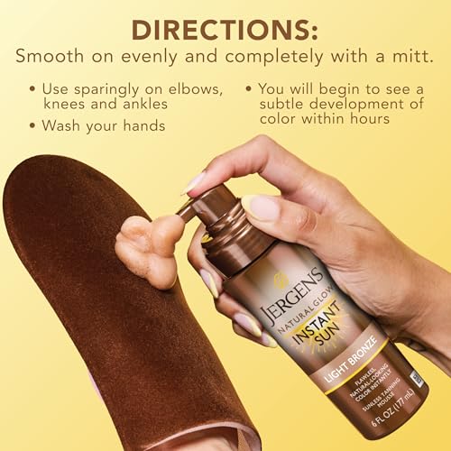 Jergens Natural Glow Instant Sun Body Mousse, Self Tanner for Light Bronze Tan, Sunless Tanning Body Bronzer - Maple Wellness Supplements