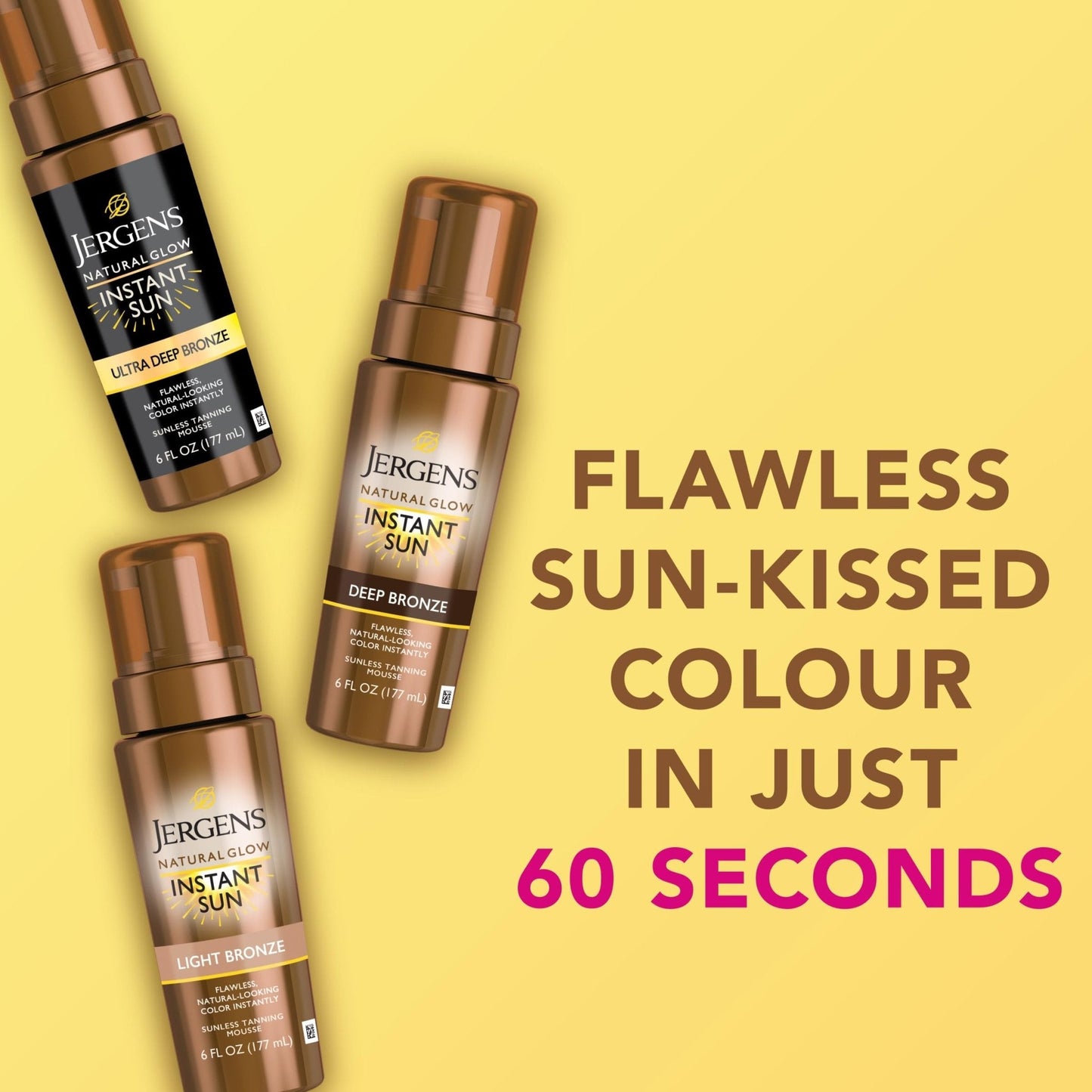 Jergens Natural Glow Instant Sun Body Mousse, Self Tanner for Light Bronze Tan, Sunless Tanning Body Bronzer - Maple Wellness Supplements