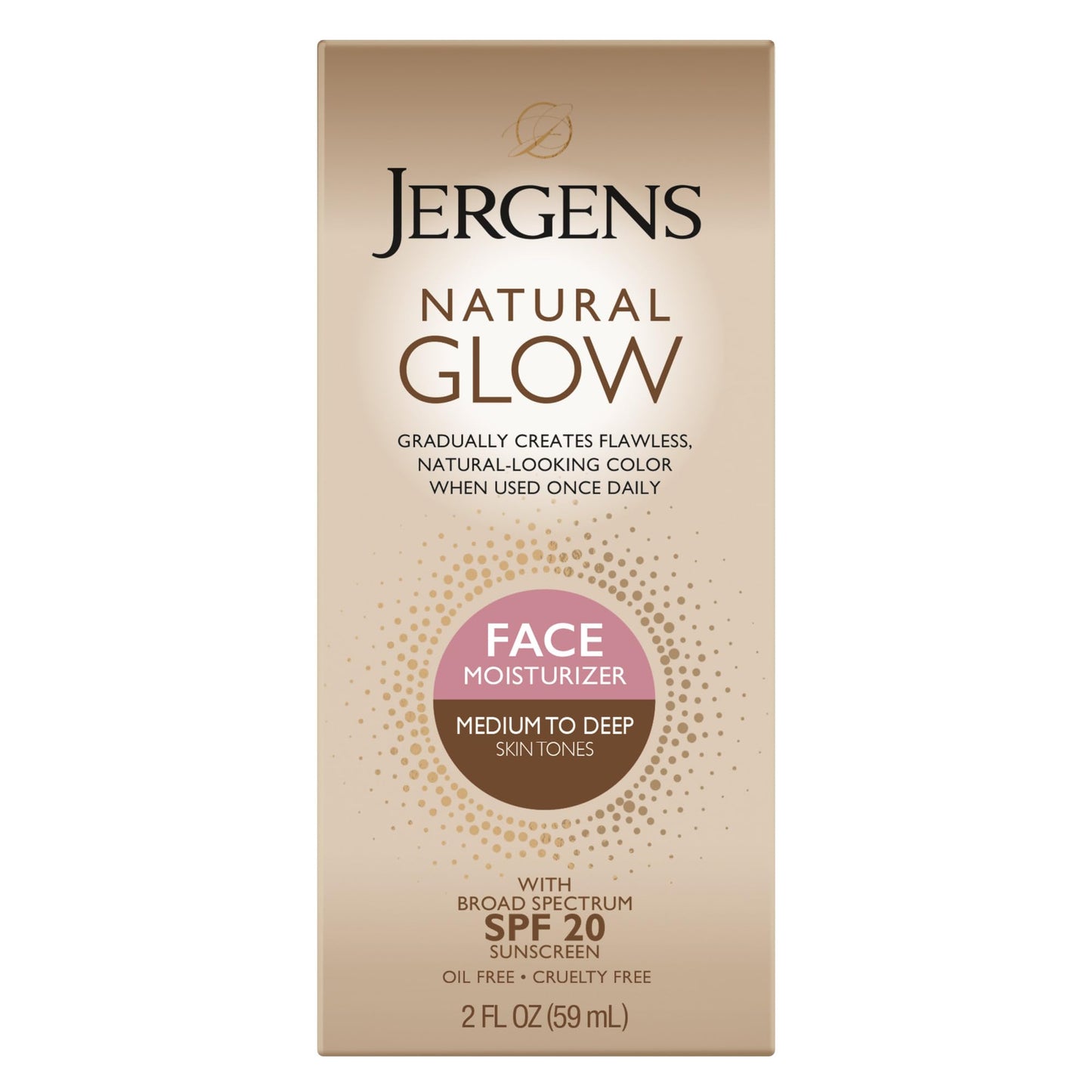Jergens Natural Glow Self Tanner Face Moisturizer with SPF 20 Facial Sunscreen, Medium to Deep Skin Tone, Sunless Tanning, Oil Free - Maple Wellness Supplements