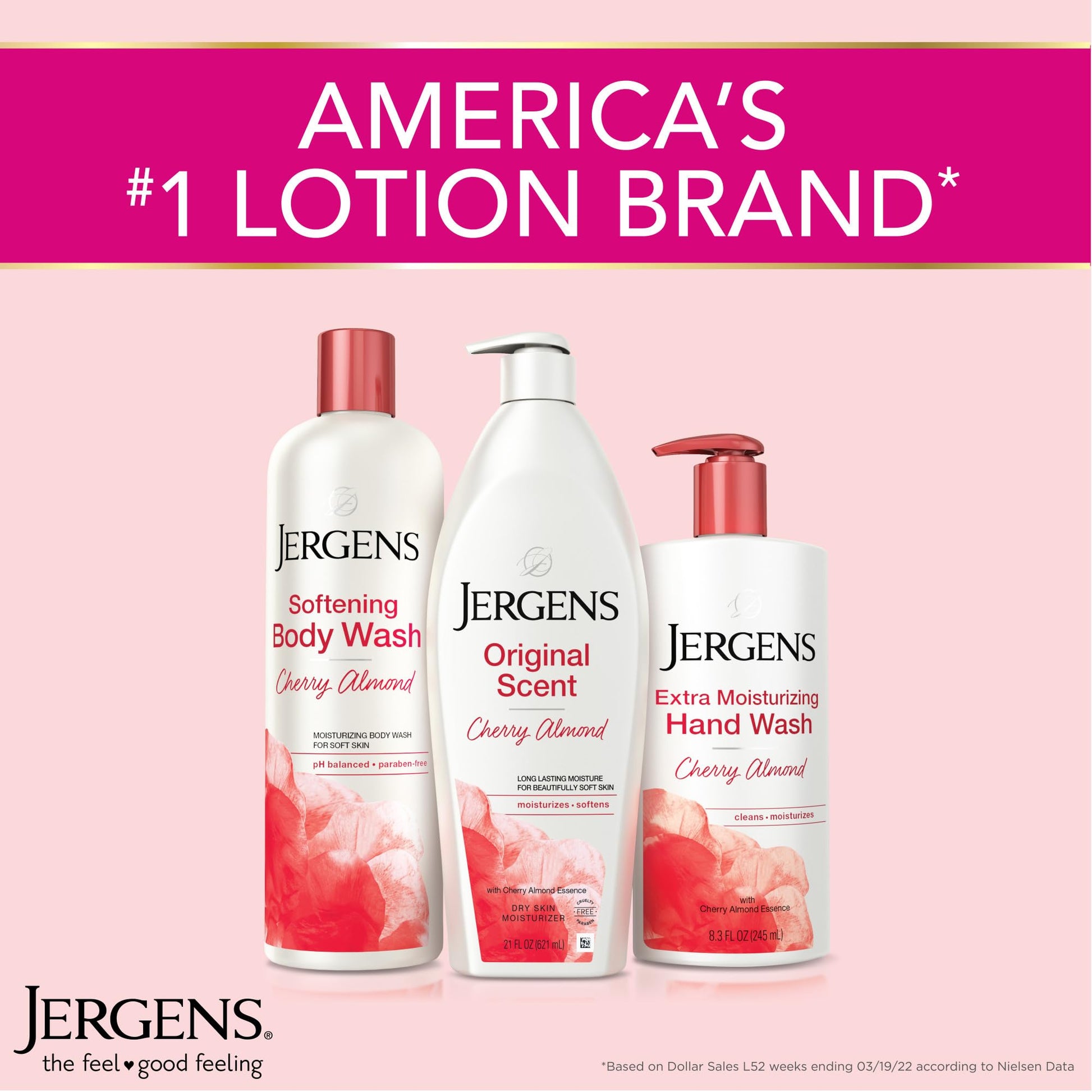 Jergens Original Scent Dry Skin Body Lotion, Hand and Body Moisturizer, Cherry Almond Essence - Maple Wellness Supplements