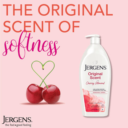 Jergens Original Scent Dry Skin Body Lotion, Hand and Body Moisturizer, Cherry Almond Essence - Maple Wellness Supplements