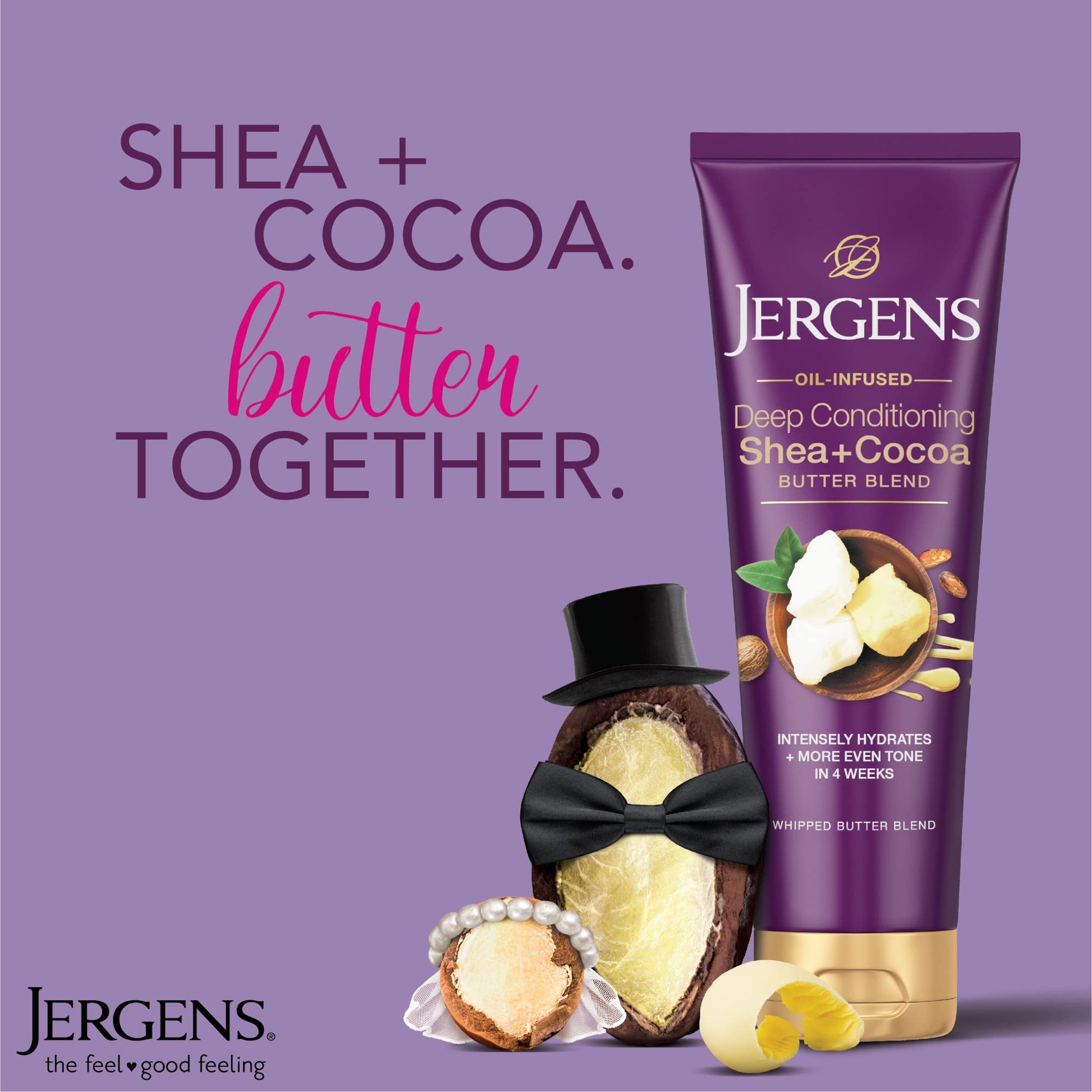 Jergens Shea and Cocoa Whipped Body Butter Lotion, Tone Enriching Hand And Body Lotion for Dry Skin, with Vitamins B3 & E, 8.5 Oz - Maple Wellness Supplements