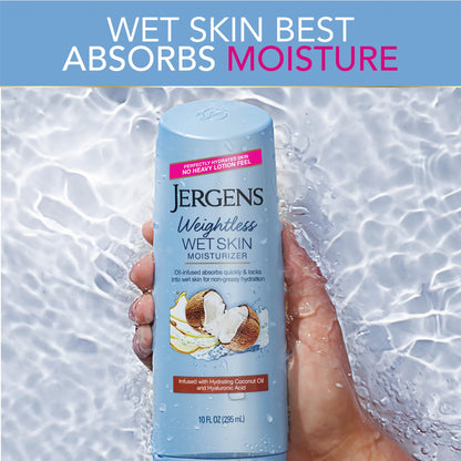 Jergens Wet Skin Body Lotion with Coconut Oil, In Shower Lotion for Dry Skin, Fast-Absorbing, Non-Sticky, Dermatologist Tested, 10 Ounce - Maple Wellness Supplements