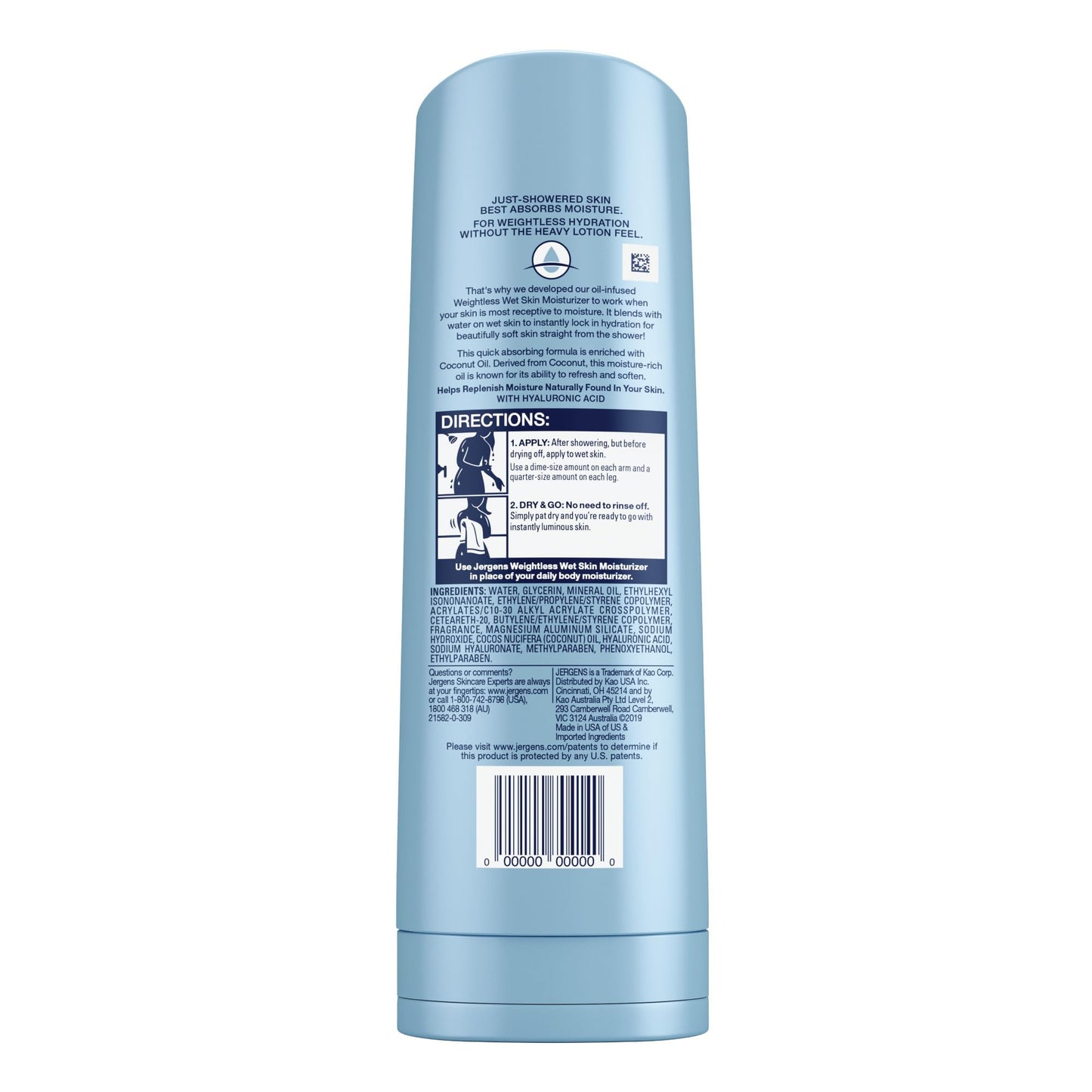 Jergens Wet Skin Body Lotion with Coconut Oil, In Shower Lotion for Dry Skin, Fast-Absorbing, Non-Sticky, Dermatologist Tested, 10 Ounce - Maple Wellness Supplements