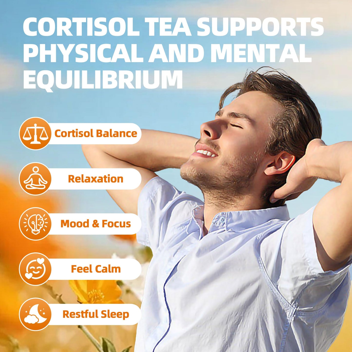 JIAOMING 2 Packs Natural Cortisol Reducing Tea, Healthy Cortisol Levels & Mental Clarity, Loose Leaf Detox Drink Teabags with Ashwagandha for Men and Women Sleep Time Relaxation, Mood Swing Reducer - Maple Wellness Supplements