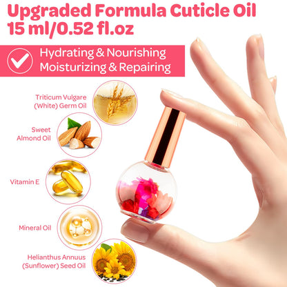 JIASHENG Cuticle Oil, Scented Cuticle Nail Oil Infused with Real Flowers, Hydrates, Moisturizes, Strengthens, Repairs - Maple Wellness Supplements