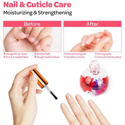 JIASHENG Cuticle Oil, Scented Cuticle Nail Oil Infused with Real Flowers, Hydrates, Moisturizes, Strengthens, Repairs - Maple Wellness Supplements