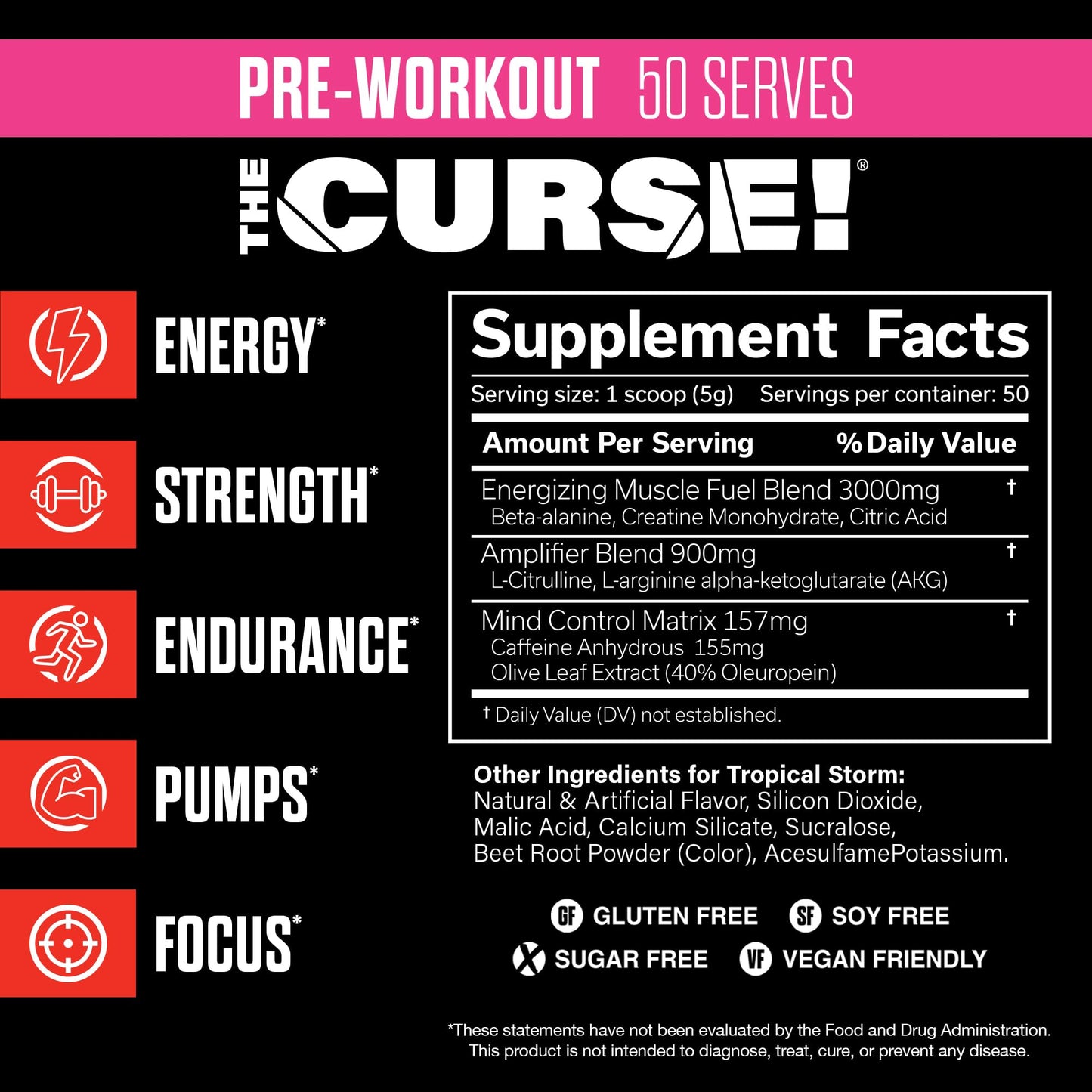 JNX SPORTS The Curse! Pre Workout Powder - Tropical Storm 50 Servings | Preworkout - Maple Wellness Supplements