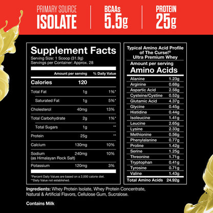 JNX SPORTS The Curse! Ultra Premium Whey Protein Powder Vanilla Bean 2lb | 25g Protein - Maple Wellness Supplements