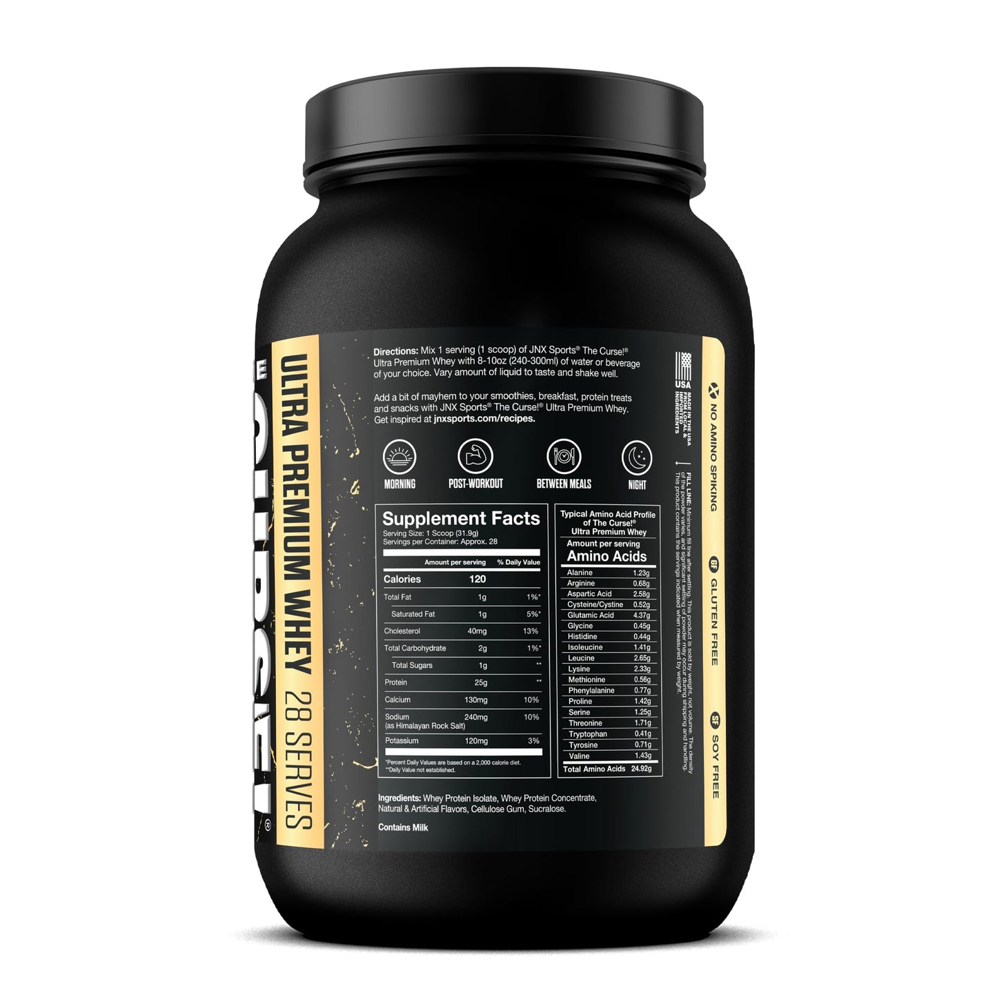 JNX SPORTS The Curse! Ultra Premium Whey Protein Powder Vanilla Bean 2lb | 25g Protein - Maple Wellness Supplements