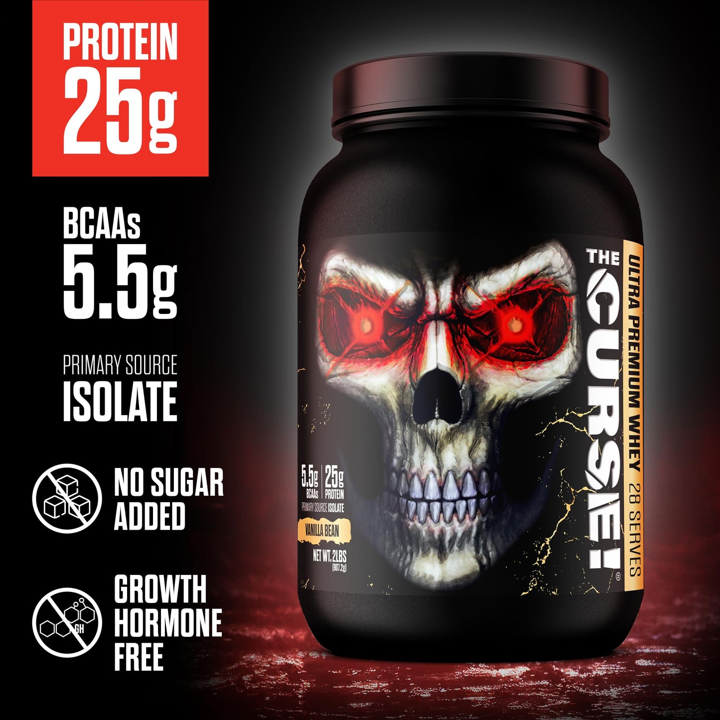 JNX SPORTS The Curse! Ultra Premium Whey Protein Powder Vanilla Bean 2lb | 25g Protein - Maple Wellness Supplements