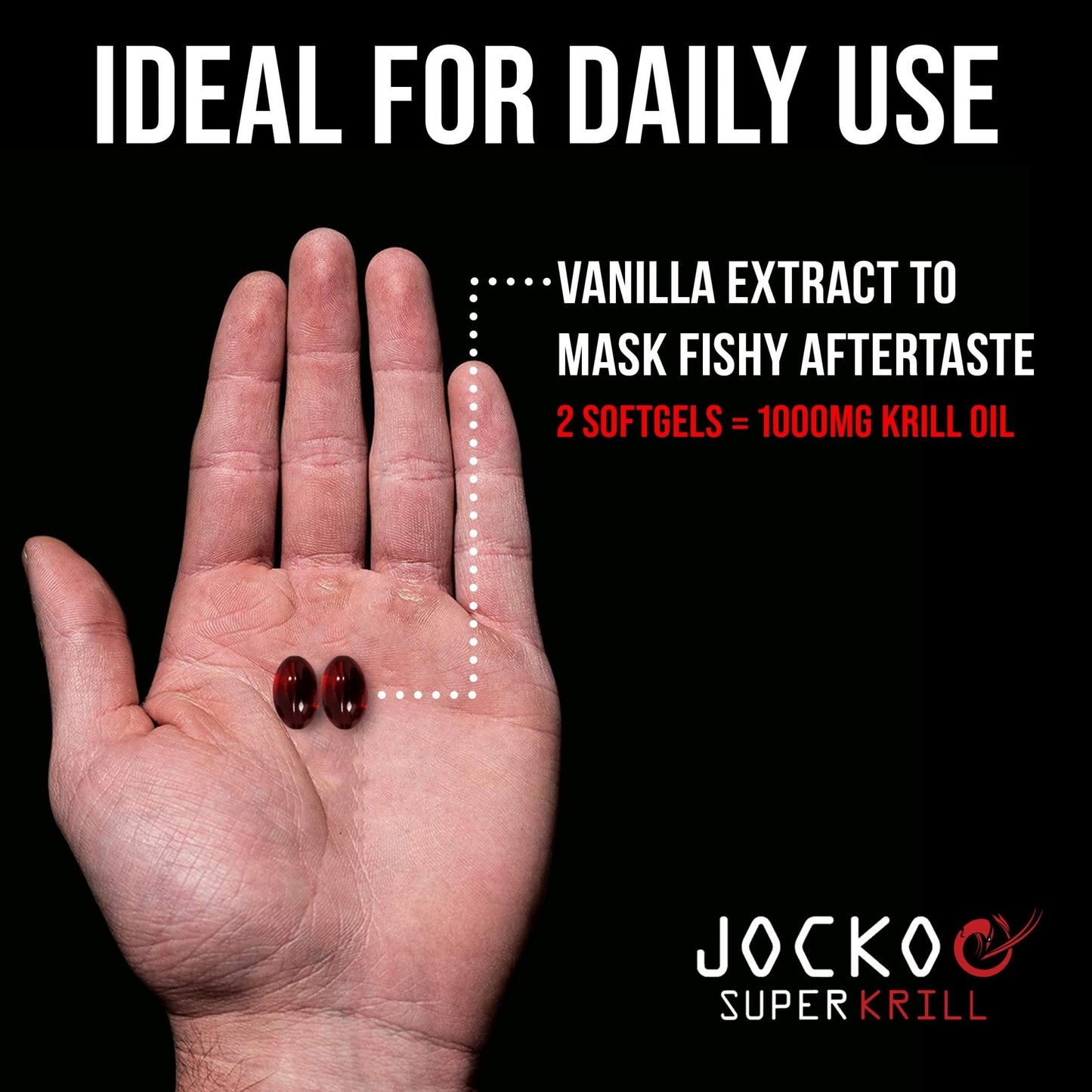 Jocko Fuel Antarctic Krill Oil Omega 3 Fatty Acid Supplements DHA & EPA - 1000mg Softgels - Supports Joints, Mobility - Maple Wellness Supplements