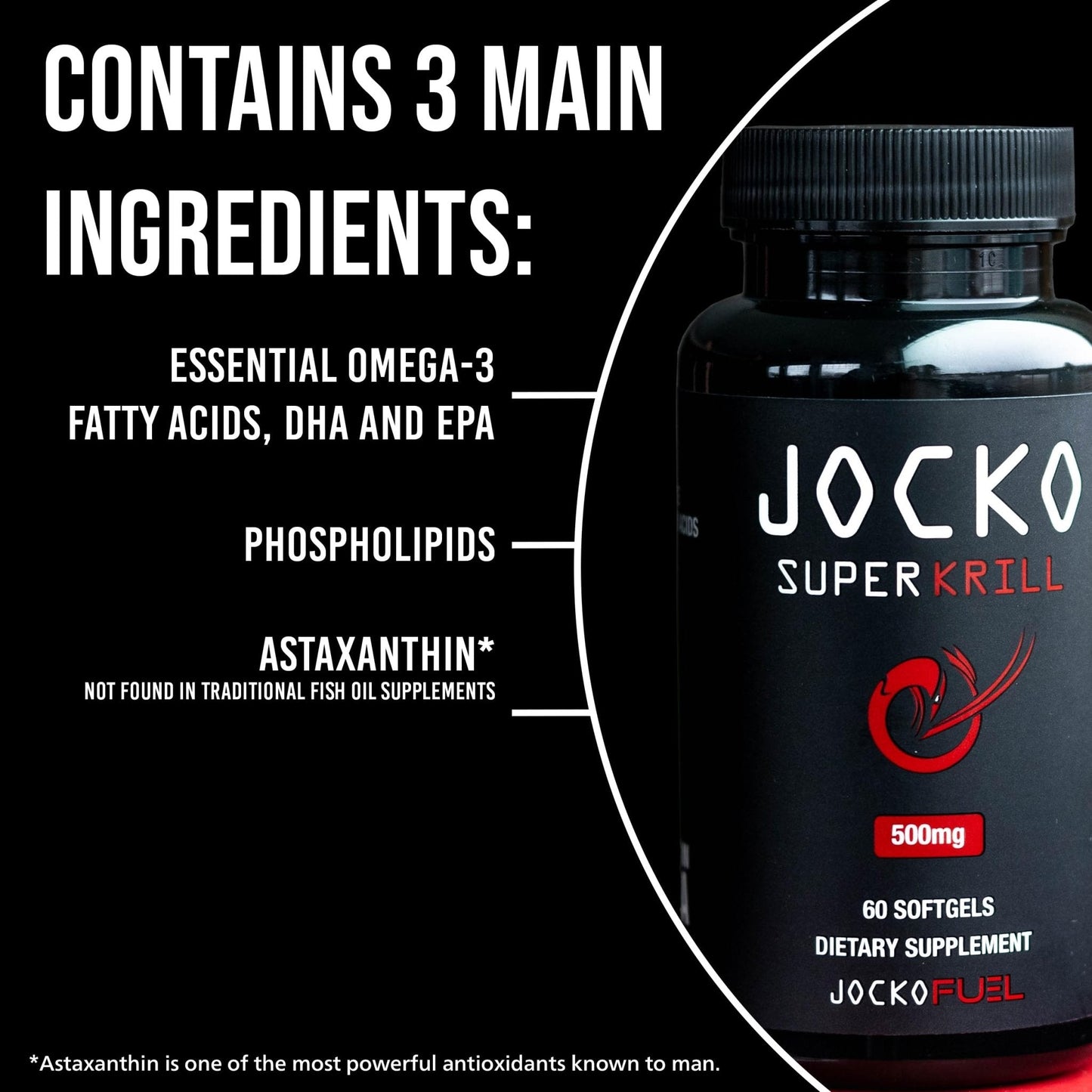 Jocko Fuel Antarctic Krill Oil Omega 3 Fatty Acid Supplements DHA & EPA - 1000mg Softgels - Supports Joints, Mobility - Maple Wellness Supplements