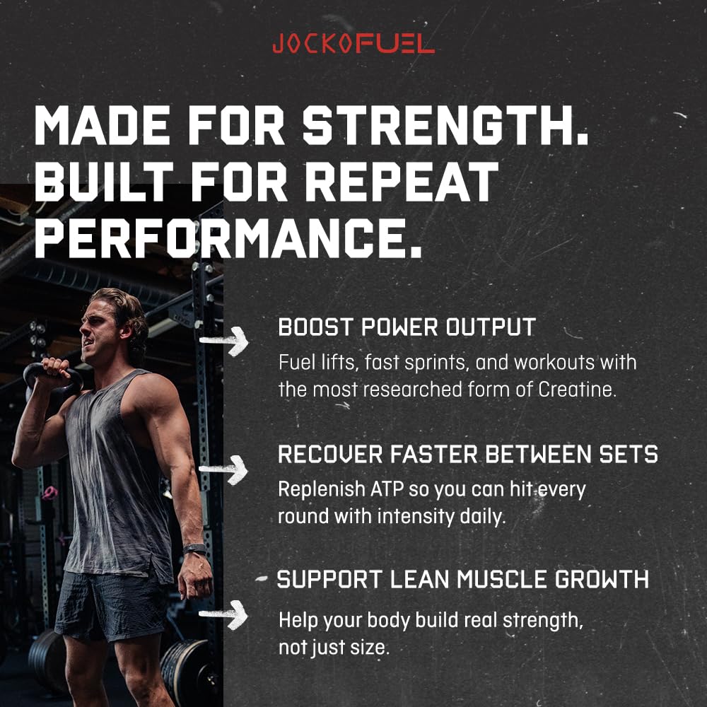 Jocko Fuel Creatine Monohydrate Stick Packs - Pure Micronized Travel Size Powders for Men & Women, Supports Muscle Growth, Strength, Recovery & Cognition, - Maple Wellness Supplements
