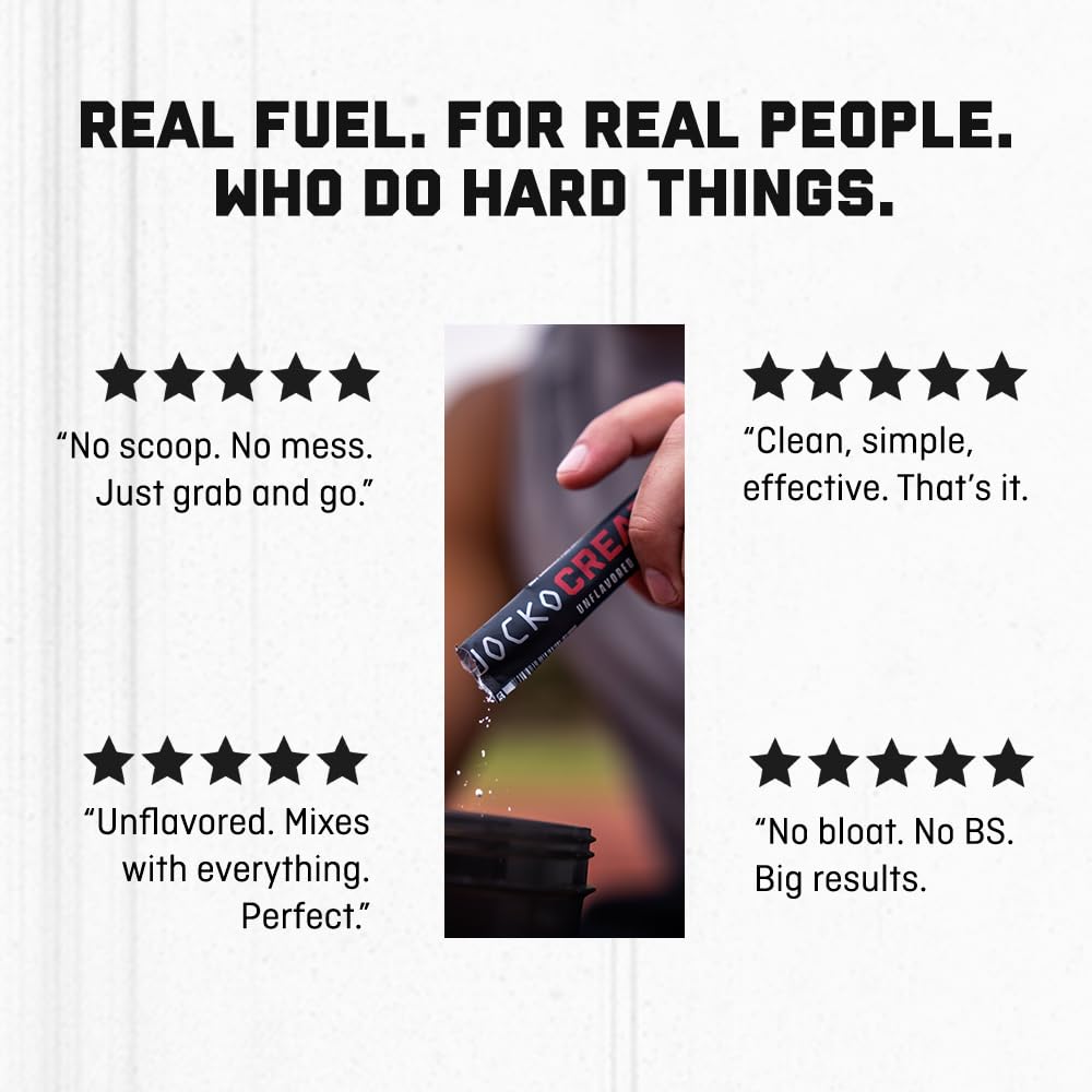 Jocko Fuel Creatine Monohydrate Stick Packs - Pure Micronized Travel Size Powders for Men & Women, Supports Muscle Growth, Strength, Recovery & Cognition, - Maple Wellness Supplements