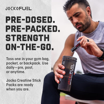 Jocko Fuel Creatine Monohydrate Stick Packs - Pure Micronized Travel Size Powders for Men & Women, Supports Muscle Growth, Strength, Recovery & Cognition, - Maple Wellness Supplements