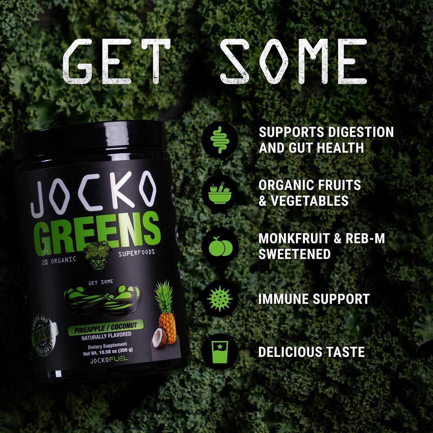Jocko Fuel Daily Greens Powder - Premium Organic Greens Superfood Powder for Gut Health, Digestion, Bloating, Immune Support with Spirulina, Chlorella, - Maple Wellness Supplements