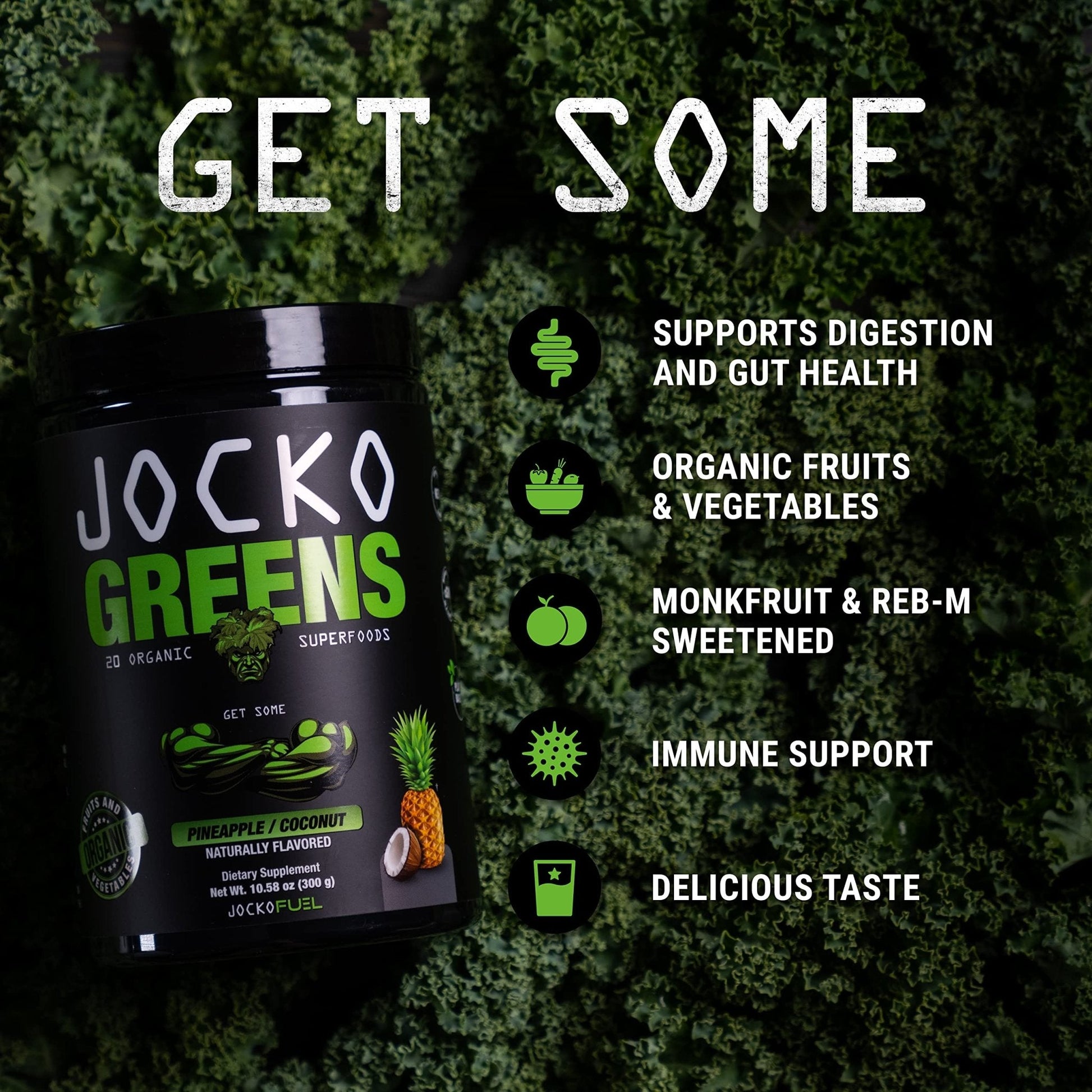 Jocko Fuel Daily Greens Powder - Premium Organic Greens Superfood Powder for Gut Health, Digestion, Bloating, Immune Support with Spirulina, Chlorella, - Maple Wellness Supplements