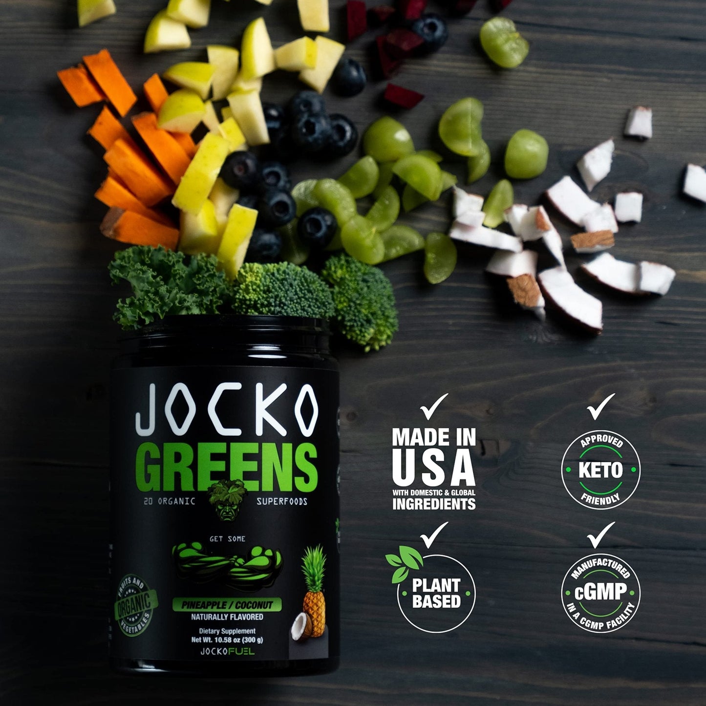 Jocko Fuel Daily Greens Powder - Premium Organic Greens Superfood Powder for Gut Health, Digestion, Bloating, Immune Support with Spirulina, Chlorella, - Maple Wellness Supplements