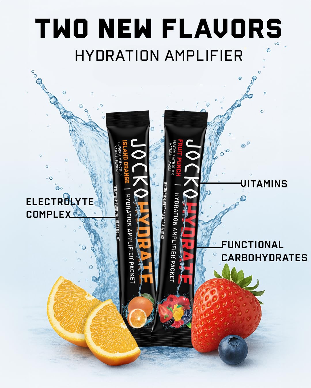 Jocko Fuel Hydrate Electrolytes Powder Packets Low Sugar - Hydration Amplifier Packets for Recovery, Dehydration, & Exercise - with Vitamins B6, B12 & C - Maple Wellness Supplements