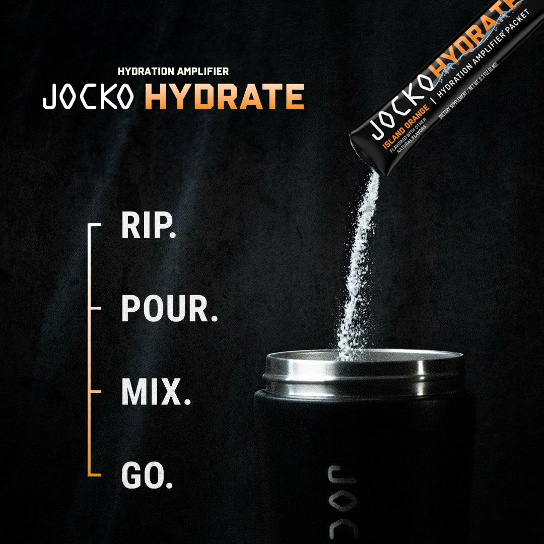 Jocko Fuel Hydrate Electrolytes Powder Packets Low Sugar - Hydration Amplifier Packets for Recovery, Dehydration, & Exercise - with Vitamins B6, B12 & C - Maple Wellness Supplements