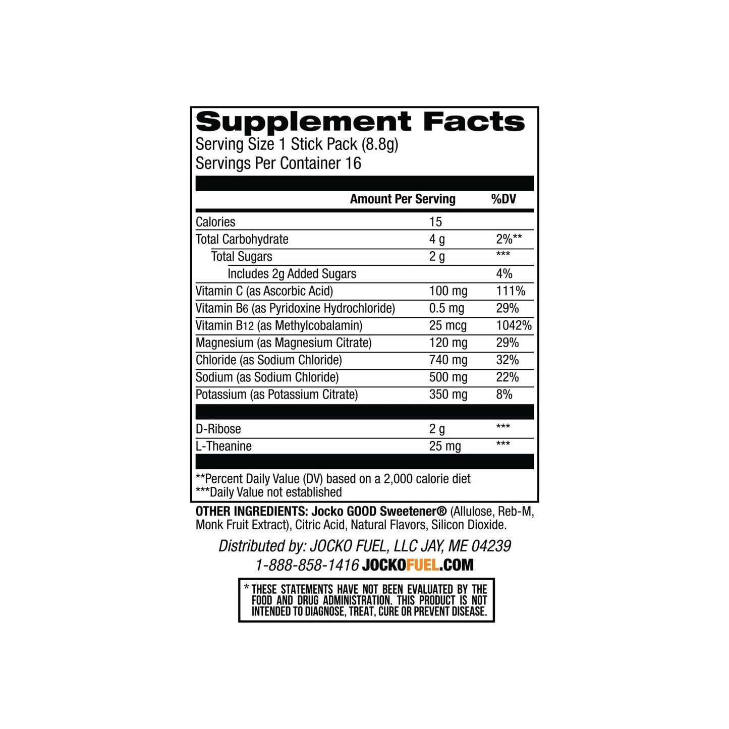 Jocko Fuel Hydrate Electrolytes Powder Packets Low Sugar - Hydration Amplifier Packets for Recovery, Dehydration, & Exercise - with Vitamins B6, B12 & C - Maple Wellness Supplements
