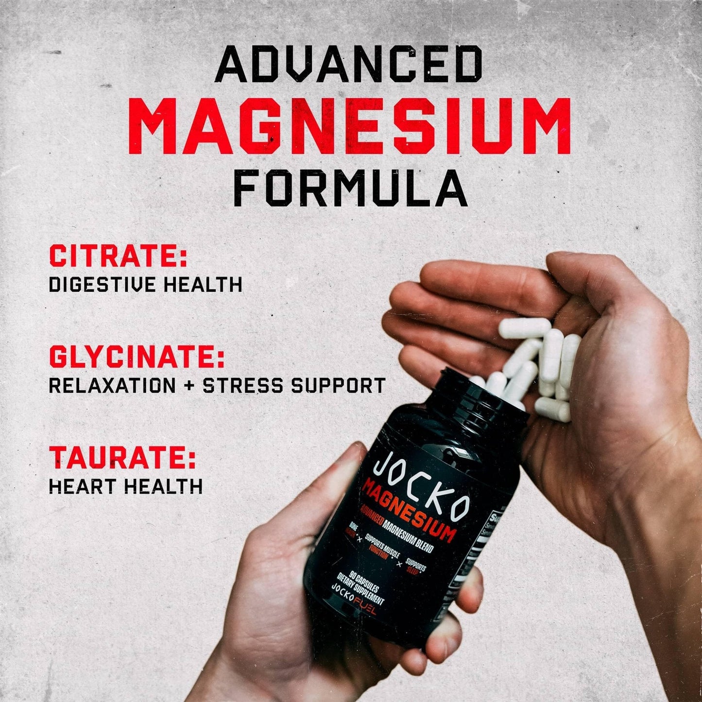 Jocko Fuel Magnesium Complex Supplement - Magnesium Glycinate, Citrate, & Taurate Capsules Dietary Supplement for Muscle Recovery & Relaxation, Heart, Nerve, Bone Support, & Sleep 30-Day Supply - Maple Wellness Supplements